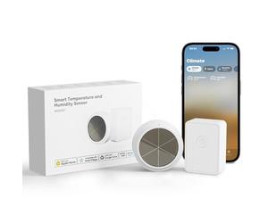 Meross Thermomètre Hygromètre Intelligent à Énergie Solaire (AVEC HUB), Capteur de Température et d’Humidité Compatible avec Apple Home, Alexa et Google Home, Surveillance à Distance, Alertes d'Appli