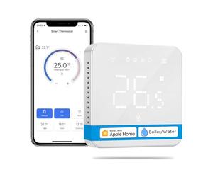 Meross Thermostat Connecté Encastrable, WiFi pour Chaudière / Chauffage au Sol à Eau, Intelligent Compatible avec Apple HomeKit, Alexa et Google Home, Commande Vocale / à Distance