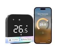 Meross Thermostat Connecté Matter, Thermostat WiFi pour Chaudière Gaz/Chauffage au Sol à Eau, Compatible avec Apple Home, Alexa et Google Home, Capteur Externe, Détection de Fenêtre Ouverte