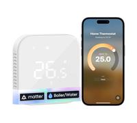 Meross Thermostat Connecté Matter, Thermostat WiFi pour Chaudière Gaz/Chauffage au Sol à Eau, Compatible avec Apple Home, Alexa et Google Home, Capteur Externe, Détection de Fenêtre Ouverte