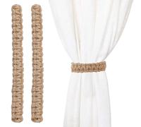 MERQUU Embrasse Rideau Boho, 2 Pièces Embrasse pour Rideaux, Embrase De Rideaux, Embrasses à Rideaux, Embrasse Rideaux en Corde De Coton sans Percer pour Maison, Bureau, Chambre à Coucher (Lin)