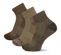 Merrell Men's Wool Blend Cushioned Hiker Quarter Socks 3 Pair, Olive, Oatmeal, Brown, S/M (Men's Shoe Size: 5-8.5) (MEA33505Q3B2001)