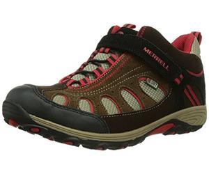 Merrell Spruzzi Wtpf Kids, Bottes de pluie fille - Multicolore - Mehrfarbig (BRN/RED), 37 EU