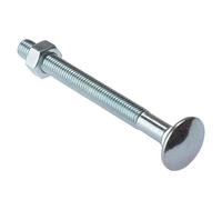 Merriway BH04897 (10 pièces) Boulons de carrosserie avec écrous, M10 x 100 mm (3/8" x 4"), zingué - Lot de 10 pièces