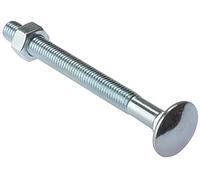 Merriway BH04898 (10 pièces) Boulons de carrosserie avec écrous, M10 x 150 mm (3/8" x 6"), plaqué zinc, lot de 10 pièces, argent