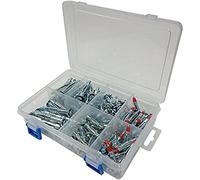 Merriway BH06587 Assortiment de vis à tête ronde en polygone et BZP dans un étui de transport à 8 compartiments, 60 pièces à bascule et BZP, multicolore, lot de 2