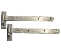 Merriway BH06865 Lot de 2 charnières de portail robustes avec crochet et bande à manivelle galvanisée 400 mm