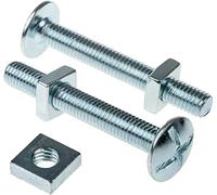 Merriway BH07600 Boulon et écrou de toiture en acier zingué brillant M8 x 50 mm Argenté