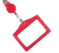 MERRIYARD Emblème, accrocher la Corde, Unisexe Transparent Multi-Usage Card Sleeve Work ID Clear Card Holder Cover Fermé Pass Badge Office School Supply (Color : Red)(Red 01)