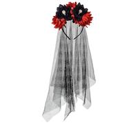 Merroyal Frida Kahlo Couronne de fleurs mexicaine pour la fête des morts, serre-tête Dia de Los Muertos - Rouge - Taille Unique