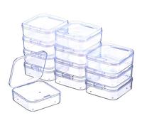 MerrQchang Lot de 12 boîtes de rangement en plastique transparent avec couvercles rabattables pour articles, pilules, bijoux, petites perles (5,5 x 5,5 x 2,2 cm)