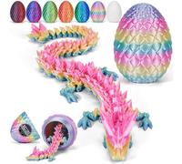 Merrwon Dragon imprimé 3D (28,5 cm) avec œuf de dragon - Jouet créatif, cadeau et décoration, arc-en-ciel laser