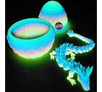 Merrwon Œuf de dragon imprimé 3D avec dragon (28,5 cm) à l'intérieur, imprimante 3D articulé en cristal, jouets et décoration, cadeau de remise de diplôme parfait pour les enfants (arc-en-ciel