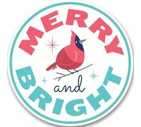 Merry and Bright Cardinal Christmas Metal Sign
