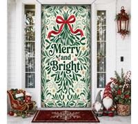 Merry And Bright Gui Housse de porte avec citation de Noël 91,4 x 182,9 cm