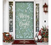 Merry And Bright Housse de porte de Noël avec citation de gui 91,4 x 182,9