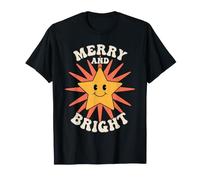 Merry and Bright Retro Groovy Christmas Winter Christmas T-Shirt