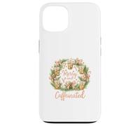 Merry and Caffeinated Christmas Iced Coffee Wreath Coque pour iPhone 13