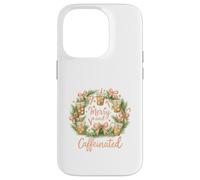 Merry and Caffeinated Christmas Iced Coffee Wreath Coque pour iPhone 14 Pro
