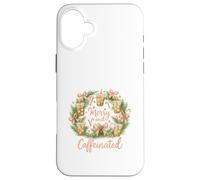 Merry and Caffeinated Christmas Iced Coffee Wreath Coque pour iPhone 16 Plus