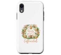 Merry and Caffeinated Christmas Iced Coffee Wreath Coque pour iPhone XR