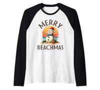 Merry Beachmas - Funny Christmas in July Summer Tee Manche Raglan