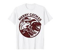 Merry Catmas, Cat Ridding a Dinosaure T-Shirt