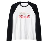 Merry Catmas Funny Christmas Cat Lover Humour Manche Raglan