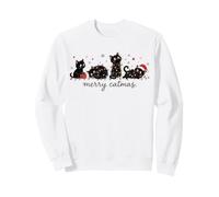 Merry Catmas Jolis Chats Noirs lumières de Noël Art de Vacances Sweatshirt