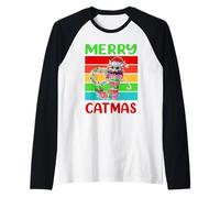 Merry Catmas Siberian Cat Christmas Kitty Funny Xmas Manche Raglan