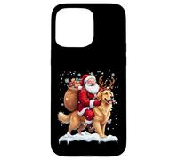 Merry Christmas 2025 Père Noël chevauchant Le Golden Retriever Coque pour iPhone 15 Pro Max