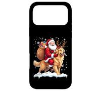 Merry Christmas 2025 Père Noël chevauchant Le Golden Retriever Coque pour iPhone 17 Pro Max
