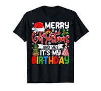 Merry Christmas and Yes It's My Birthday Enfants Garçons Filles T-Shirt