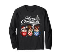 Merry Christmas Australian Shepherd Reindeer Elf Santa Squad Manche Longue