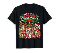 Merry Christmas Australian Shepherd Santa Hat Tree Dog Lover T-Shirt