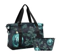 Merry Christmas Ball Noir Vert Gym Tote Bag Carry On Personal Item Bag avec Sangle réglable pour Voyage en Avion Étanche, Joyeux Noël Boule Noir Vert, 1 Taille, Joyeux Noël boule noir vert, 1 size