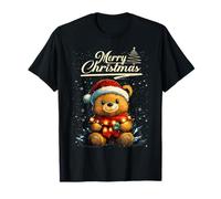 Merry Christmas Bear Santa Hat Animal Cute Xmas Holiday T-Shirt