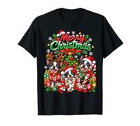 Merry Christmas Boston Terrier Santa Hat Christmas Tree Dogs T-Shirt