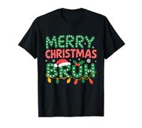 Merry Christmas Bruh Santa Hat Christmas Light Boys Teens T-Shirt