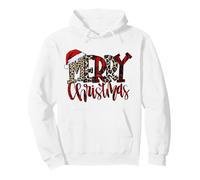 Merry Christmas Buffalo Plaid Imprimé léopard Père Noël pour Enfants Sweat à Capuche