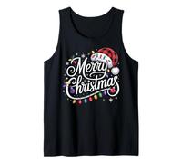 Merry Christmas Buffalo Plaid Rouge Chapeau de Père Noël Lumières de Noël Débardeur