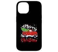 Merry Christmas Buffalo Truck Tree Rouge Plaid Famille Assorti Coque pour iPhone 14