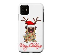 Merry Christmas Carlins Mops Cadeau de Noël drôle pour Chien Coque pour iPhone 11