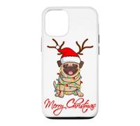 Merry Christmas Carlins Mops Cadeau de Noël drôle pour Chien Coque pour iPhone 12/12 Pro