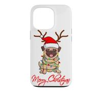 Merry Christmas Carlins Mops Cadeau de Noël drôle pour Chien Coque pour iPhone 13 Pro