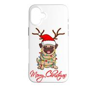 Merry Christmas Carlins Mops Cadeau de Noël drôle pour Chien Coque pour iPhone 16 Plus