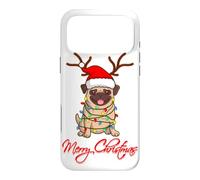 Merry Christmas Carlins Mops Cadeau de Noël drôle pour Chien Coque pour iPhone 17 Pro Max