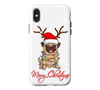 Merry Christmas Carlins Mops Cadeau de Noël drôle pour Chien Coque pour iPhone X/XS