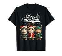 Merry Christmas Cat Santa Hat Animal Cute Xmas Holiday T-Shirt