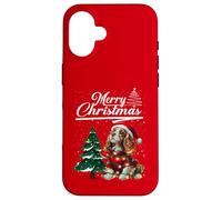 Merry Christmas Cavalier King Charles Spaniel Santa Hat Xmas Coque pour iPhone 16